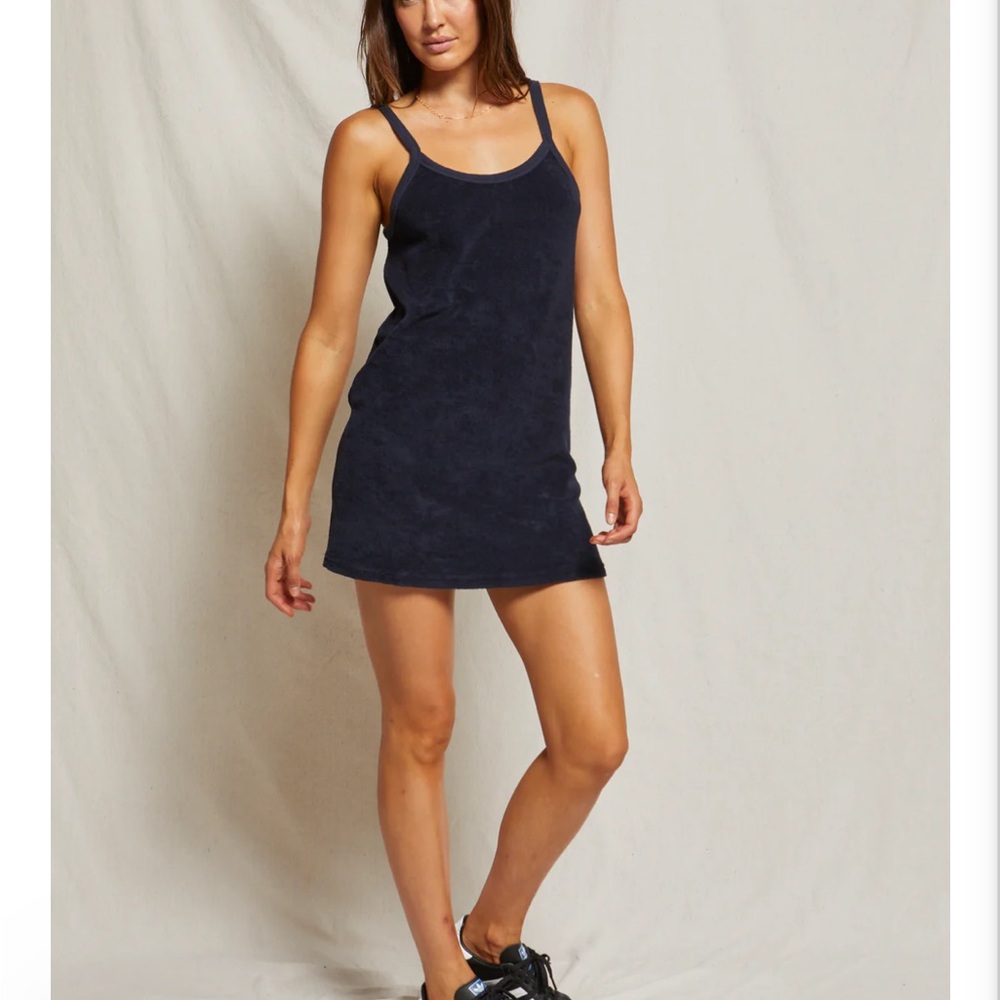 Perfectwhitetee Dark Blue Terrycloth Sleeveless Dress / Coverup